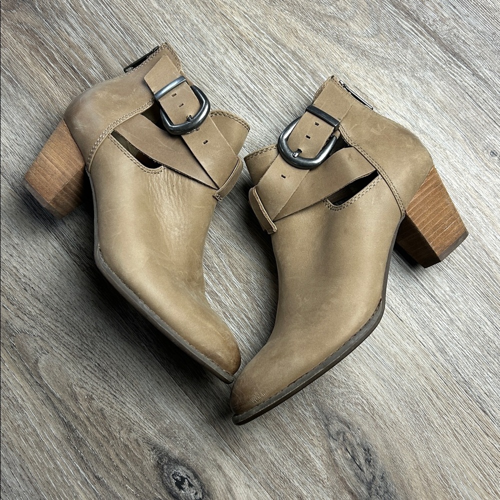 Vionic Tan Ankle Boots with Buckle Detail